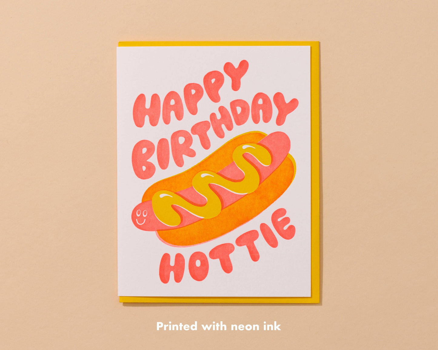 Happy Birthday Hottie Hot Dog Letterpress Card
