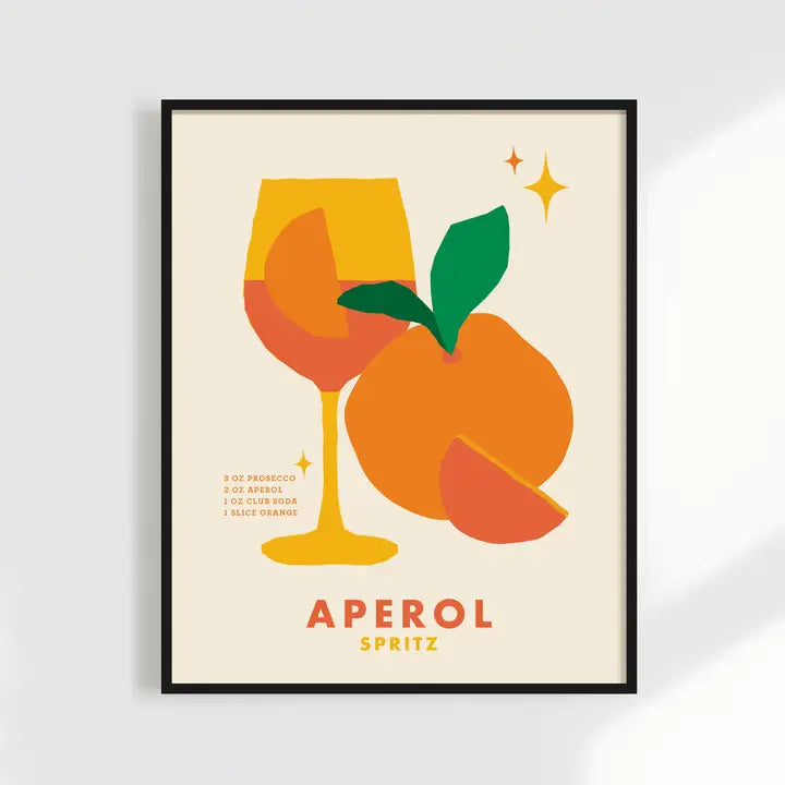 Aperol Spritz Cocktail Retro Art Print