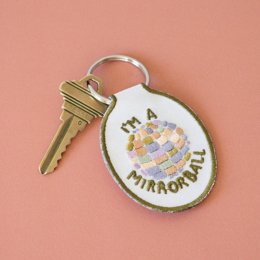 Mirrorball Embroidered Keychain
