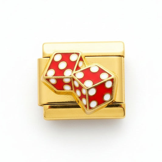 Red Dice (Gold) Italian Charm