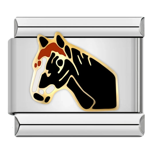 Black Horse Italian Charm