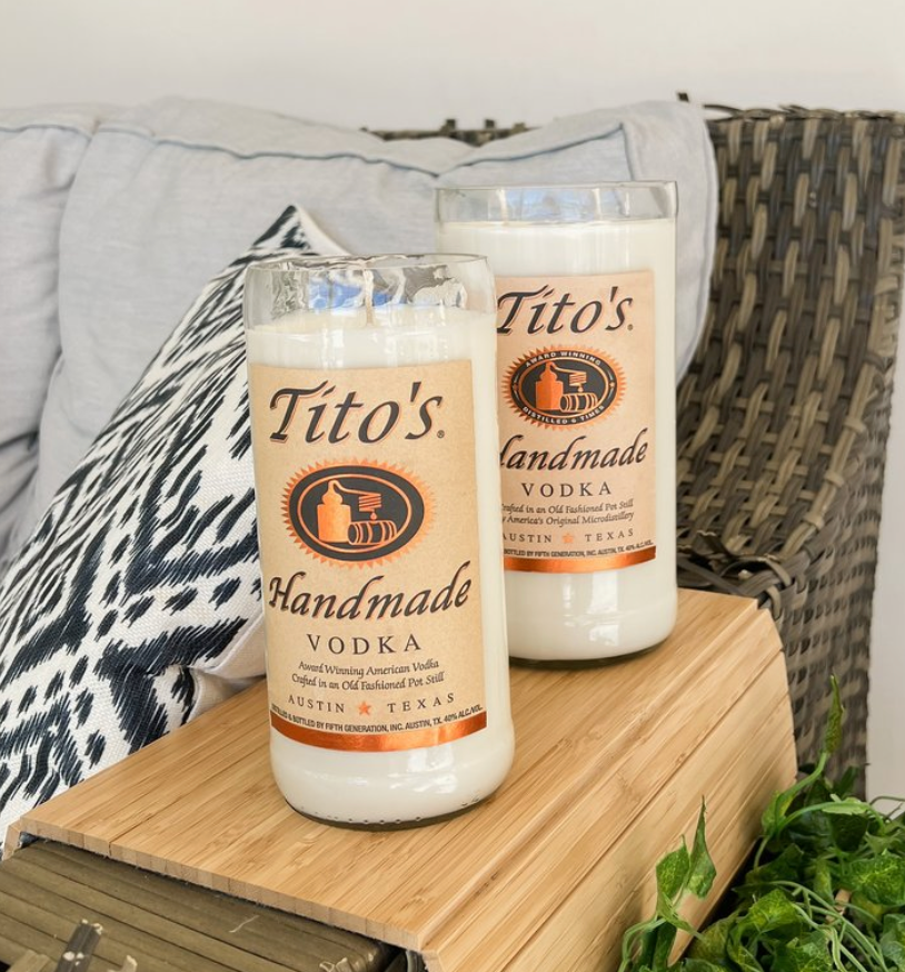 Tito’s Recycled Bottle Candle