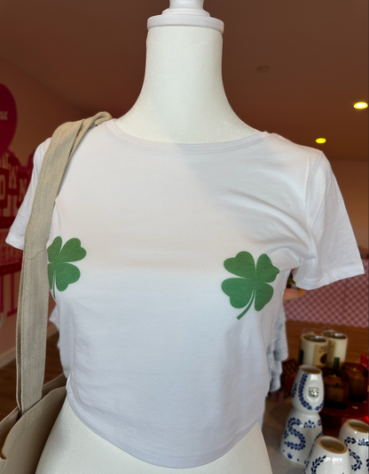 St. Patty's Day Shamrock Nipple Crop Top