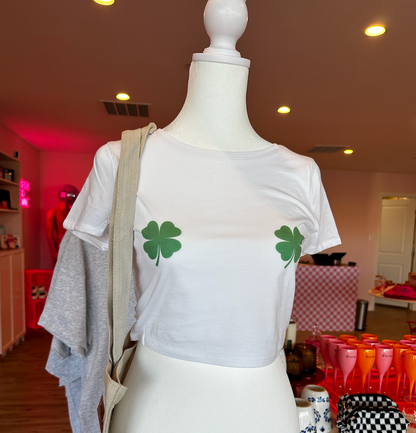 St. Patty's Day Shamrock Nipple Crop Top