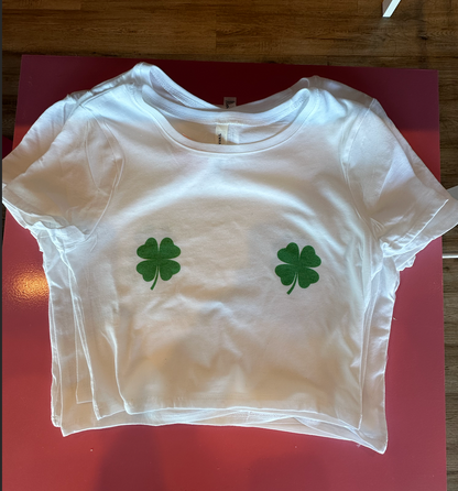 St. Patty's Day Shamrock Nipple Crop Top