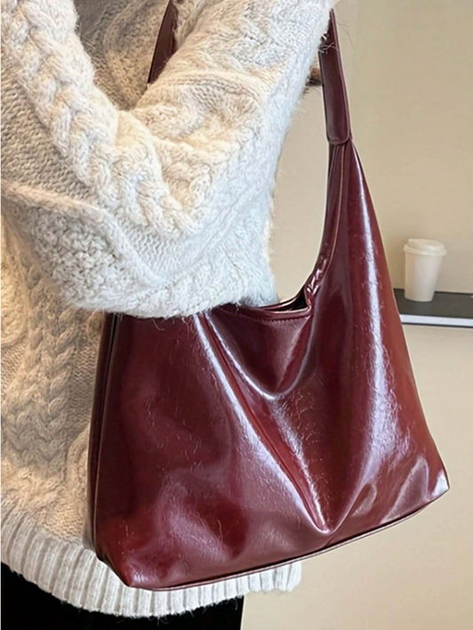 Red Leather Tote Bag