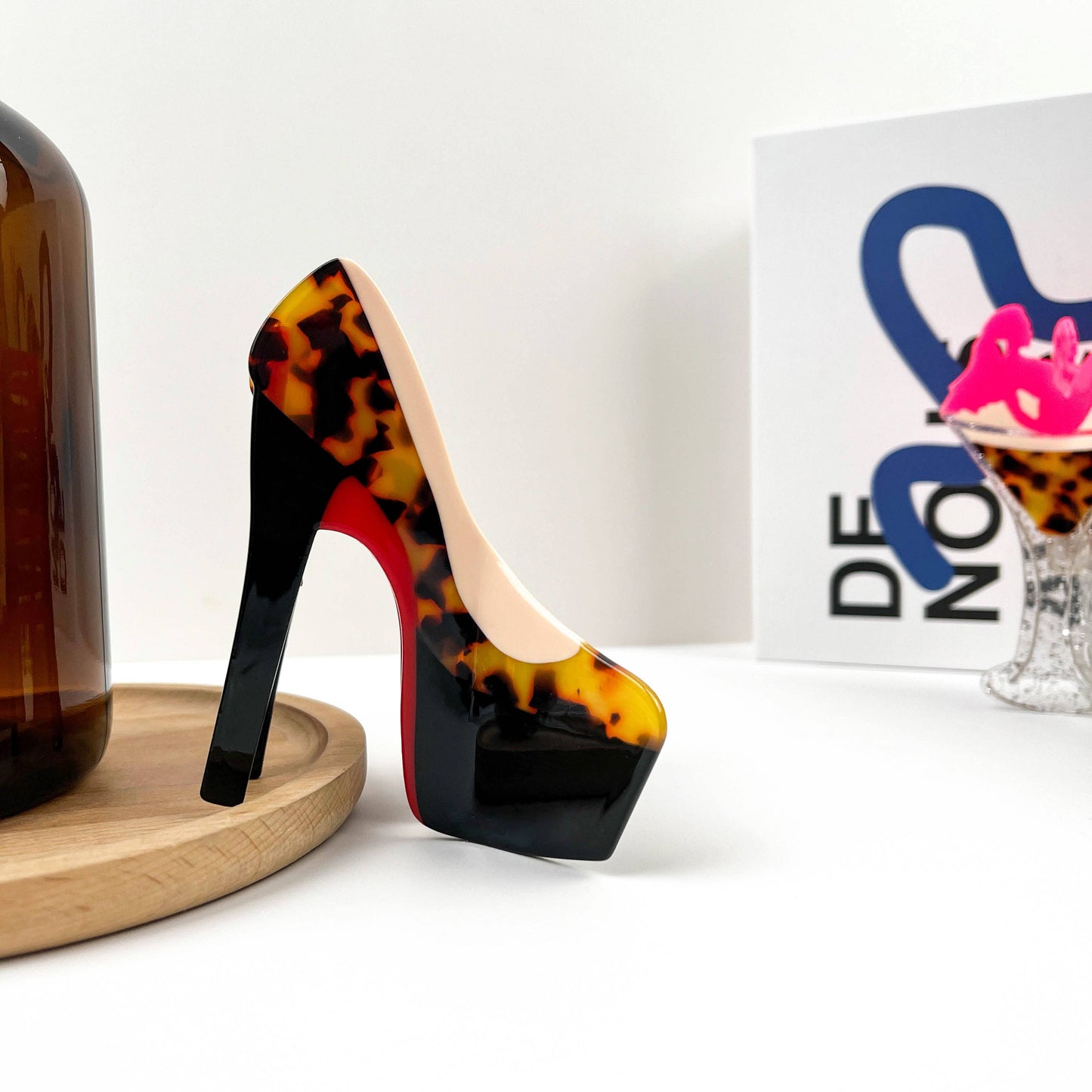 Leopard Red Bottom Heel Acetate Hair Clip