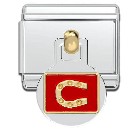 Red Horseshoe Dangle Italian Charm