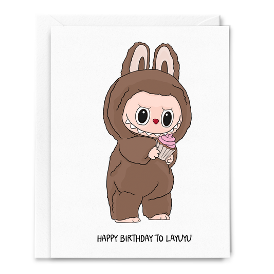 "Happy Birthday to Layuyu" Labubu Birthday Card