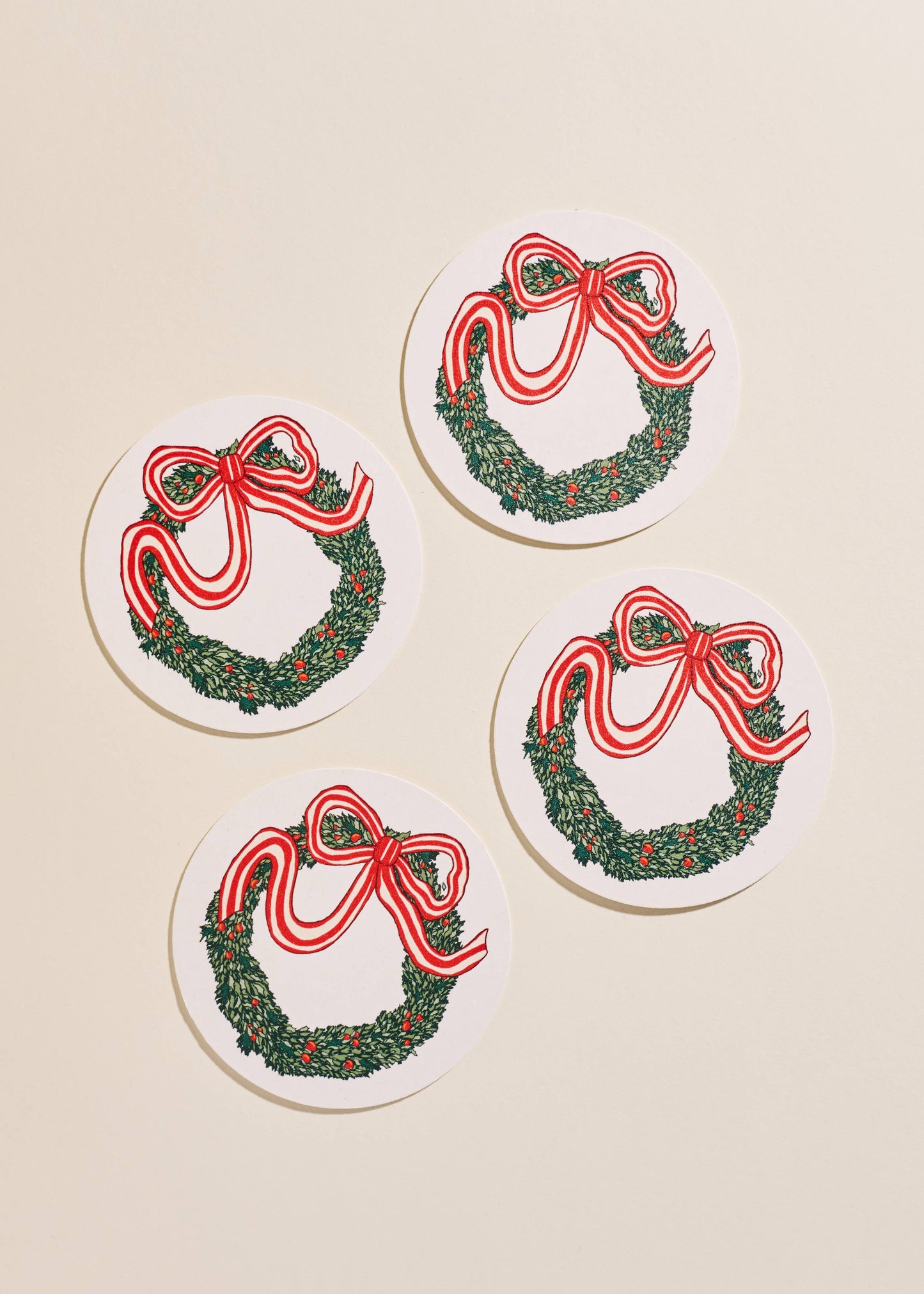 Holiday Wreath Coaster Set