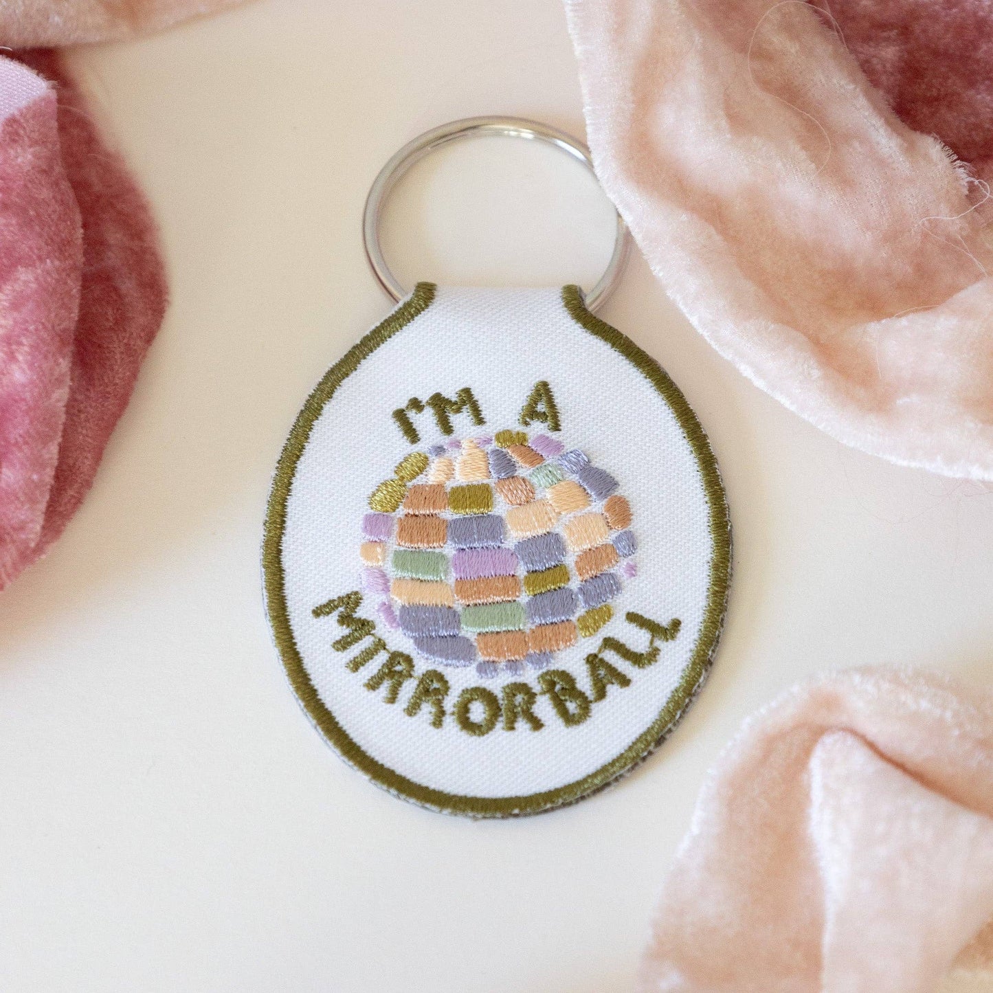 Mirrorball Embroidered Keychain