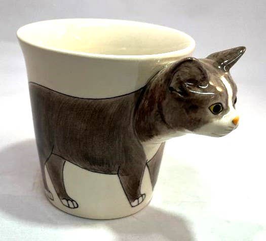 Gray and White Cat Mug
