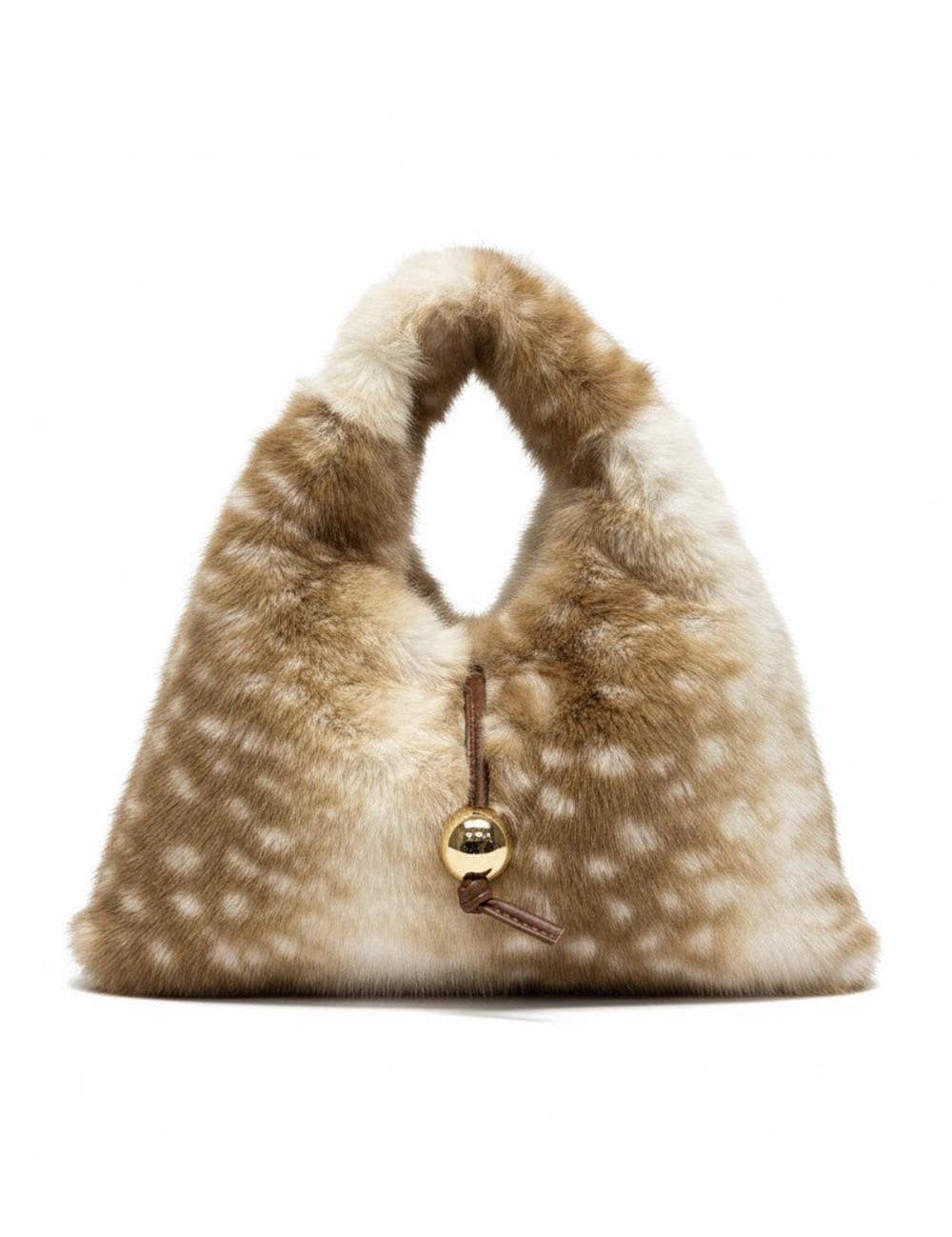 Faux Fur Deer Print Mini Tote Crossbody Bag