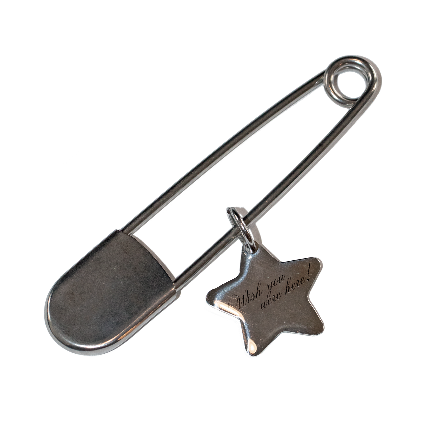 Oversized Safety Pin Keychain with Star Charm