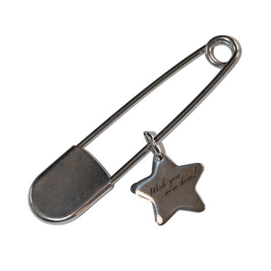 Oversized Safety Pin Keychain with Star Charm