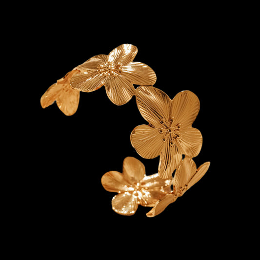 Gold-Plated Hibiscus Flower Bangle