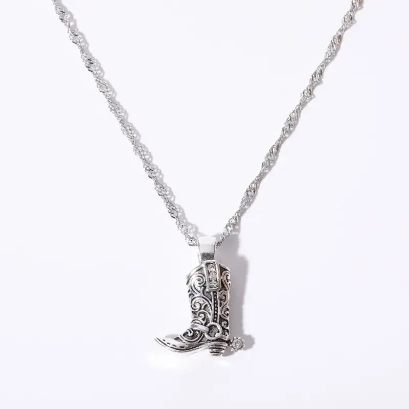 Cowboy Boot with Spur Pendant Necklace