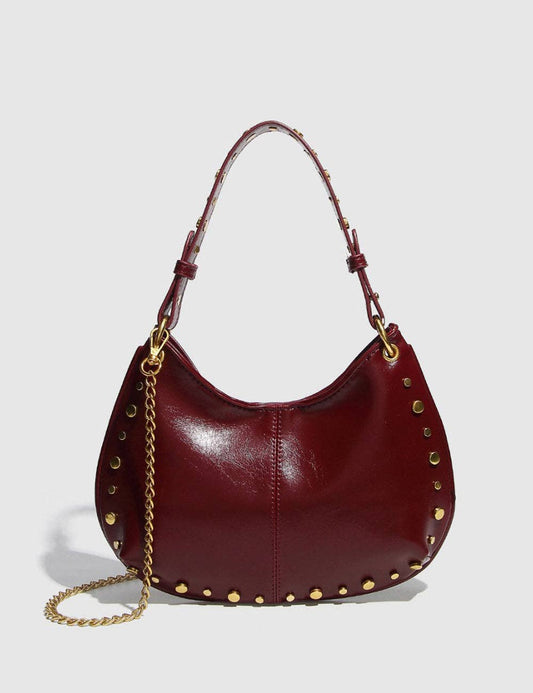 Retro Studded Chain Strap Shoulder Bag
