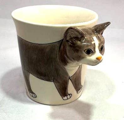 Gray and White Cat Mug