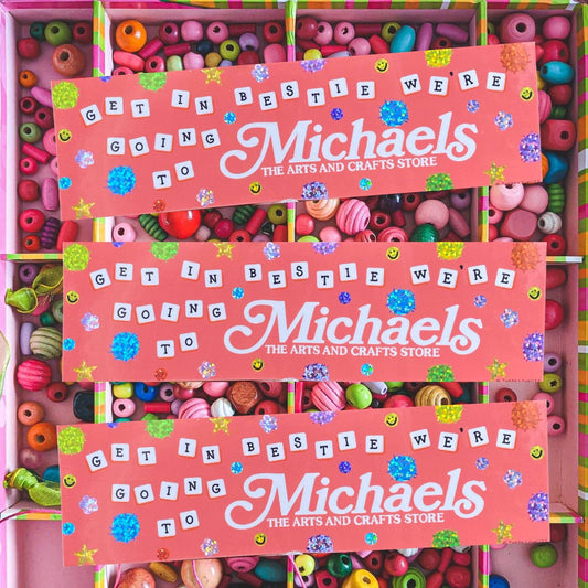"Michaels Run Bestie" Glitter Bumper Sticker