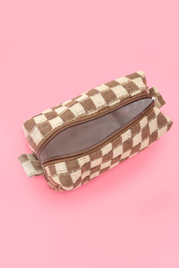 Checker Make-up Pouch Bag