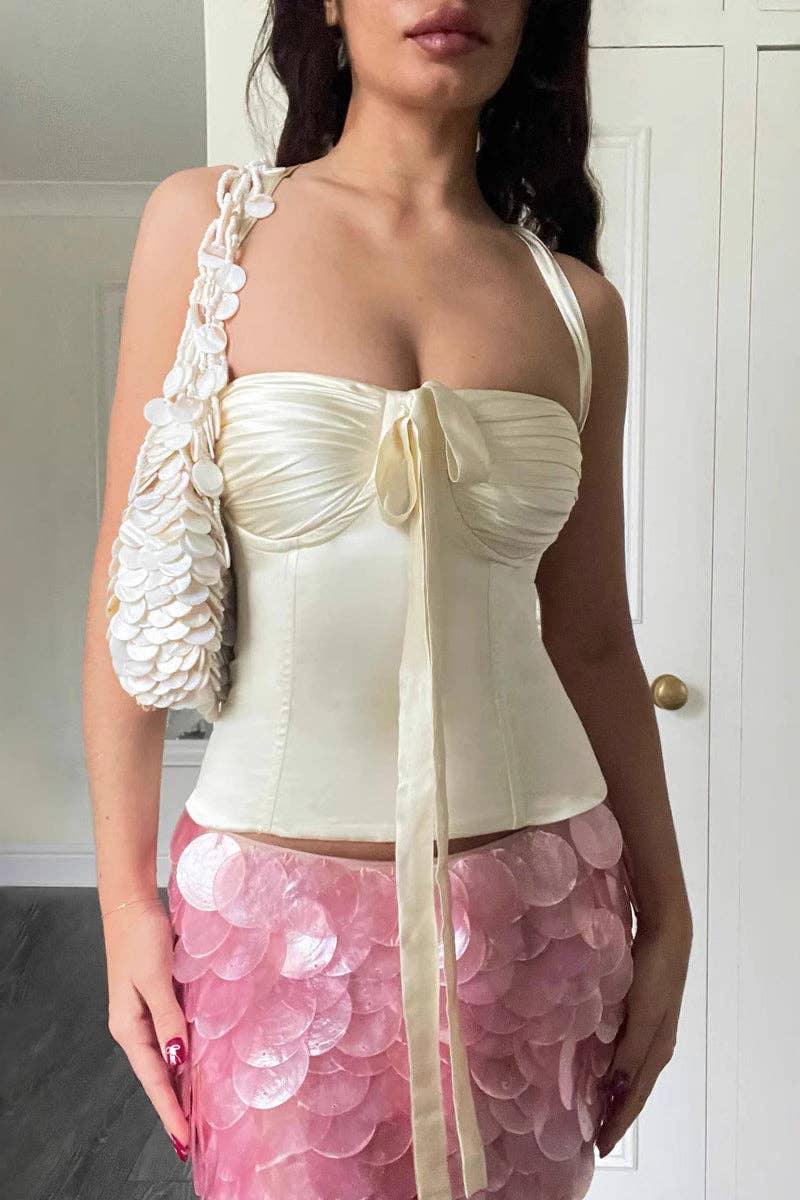 Pink Sequin Embellished Mini Skirt