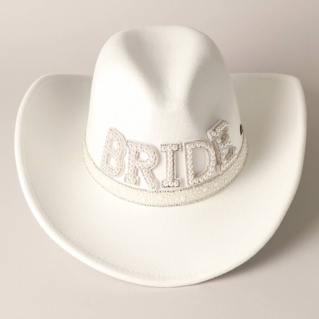 "BRIDE" Pearl Cowboy Hat