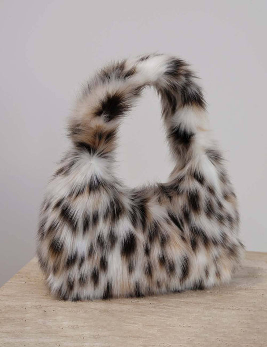 Faux Fur Winter Leopard Print Fluffy Handbag