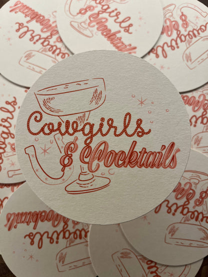 "Cowgirls & Cocktails" Coasters