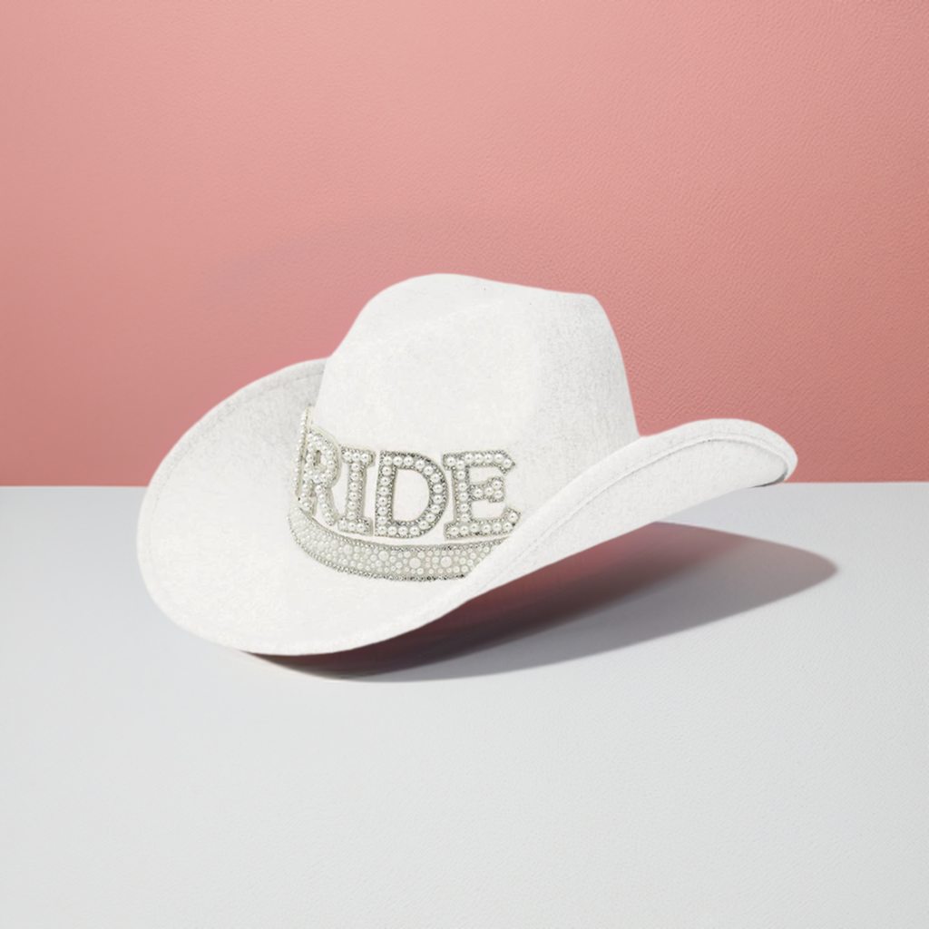 "BRIDE" Pearl Cowboy Hat