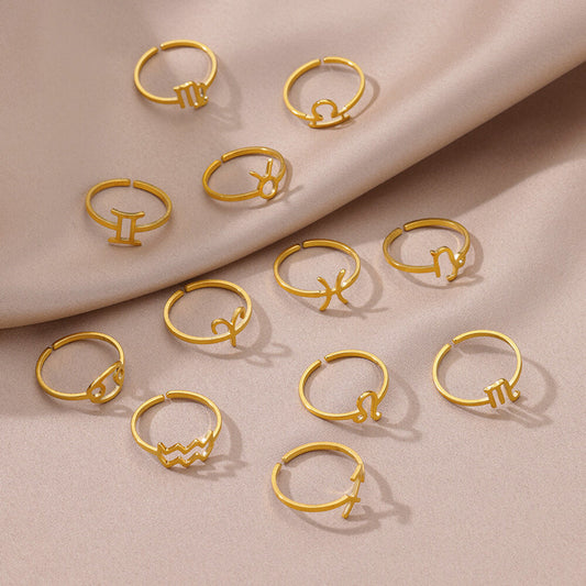 Zodiac Sign Gold Ring (Adjustable)