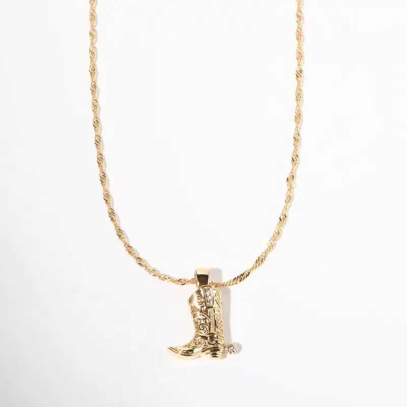 Cowboy Boot with Spur Pendant Necklace