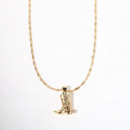 Cowboy Boot with Spur Pendant Necklace