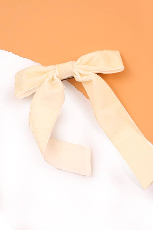 VELVET BOW LACE HAIR CLIPS | Ivory