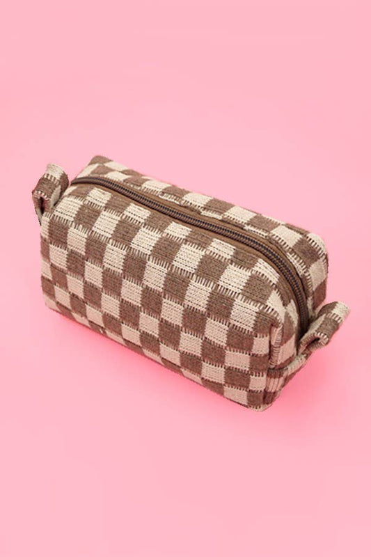 Checker Make-up Pouch Bag